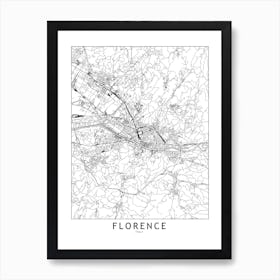 Florence White Map Art Print