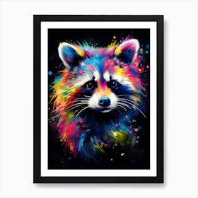 Raccoon Vibrant Paint Splash 3 Art Print