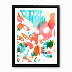 Blue Orange Coral Art Print