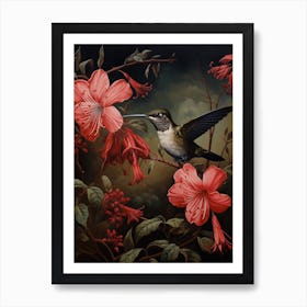 Dark And Moody Botanical Hummingbird 4 Art Print