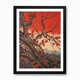 Ume Japanese Plum 1 Vintage Botanical Woodblock Art Print