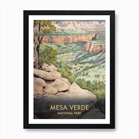 Mesa Verde National Park Watercolour Vintage Travel Poster 1 Art Print