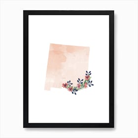 New Mexico Watercolor Floral State Art Print