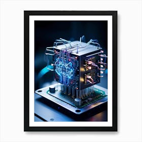 A Futuristic Ai Chip Represented By A Cybernetic Brain Pulsing With Life Adorned With Glowing Circu (2) Art Print