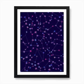 Constellations — Space Neon Watercolor #5 Art Print