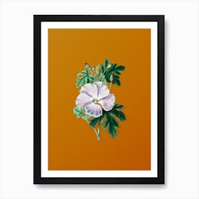 Vintage Wray's Hibiscus Flower Botanical on Sunset Orange Art Print