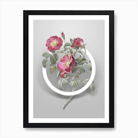 Vintage Rose of Love Bloom Minimalist Botanical Geometric Circle on Soft Gray n.0522 Art Print
