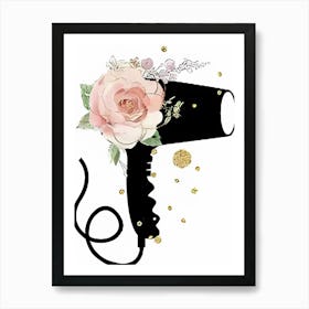 Flower Hair Dryer Art Print