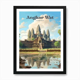 Angkor Wat Temple Cambodia Travel Illustration Art Print