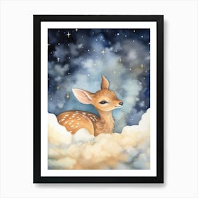 Baby Deer 8 Sleeping In The Clouds Art Print