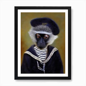 Vito The Sad Monkey Pet Portraits Art Print