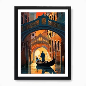 Canals of Venice ~ Italian Iconic Gondola Famous Bridges Travel Adventure Wall Decor Futuristic Sci-Fi Trippy Surrealism Modern Digital Mandala Awakening Fractals Spiritual Artwork Psychedelic Colorful Cubic Abstract Universe Art Print