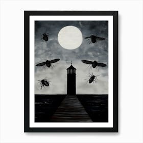 Flies At Night Art Print