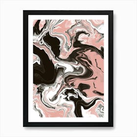 Black Pink Marble Abstract Painting Art Print