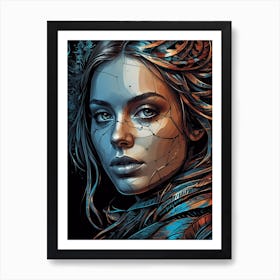 Woman With A Broken Face Art Print