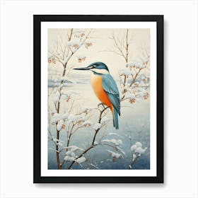 Winter Bird Painting Kingfisher 2 Art Print