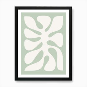 Minimal Abstract Retro Monstera Pastel Sage Green 2/2 Art Print