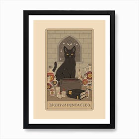 Eight Of Pentacles   Cats Tarot Poster