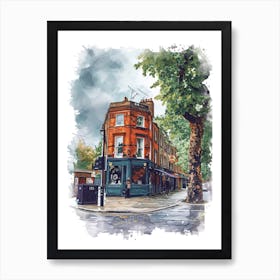 Lewisham London Borough   Street Watercolour 1 Art Print