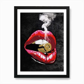 Smoky Lips Art Print