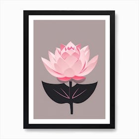 A Pink Lotus In Minimalist Style Vertical Composition 17 Art Print