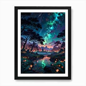 Night Sky In The Forest Art Print