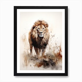 Lion Art Painting Wash Paint Style 1 Art Print