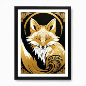 Golden Fox art painting Art Print