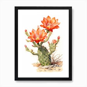 Melocactus Cactus Watercolour Drawing 1 Art Print