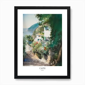 Capri Watercolour Travel Poster 6 Art Print