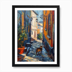 Painting Of Stockholm Sweden With A Cat In The Style Of Impressionism 2 Art Print
