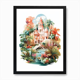 Villa Lante Italy Modern Illustration 2 Art Print