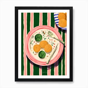 A Plate Of Greek Salad, Top View Food Illustration 4 Art Print