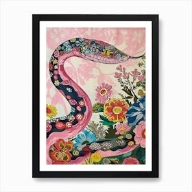 Floral Animal Painting Snake 1 Art Print