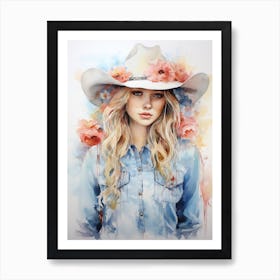Cowgirl Watercolour Flower 2 Art Print