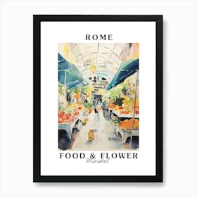 Food Market With Cats In Rome 2 Poster Art Print