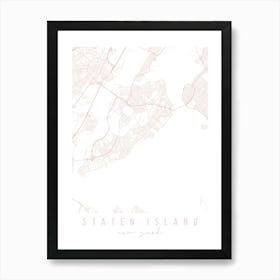 Staten Island New York Light Pink Minimal Street Map Art Print
