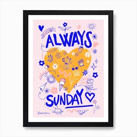 Maximalist Pink Blue - Always Sunday Art Print