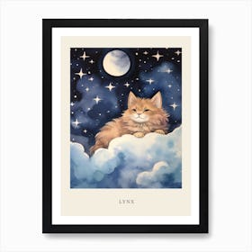 Baby Lynx 4 Sleeping In The Clouds Nursery Poster Art Print