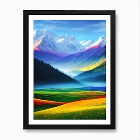 Colorful Mountain Landscape Art Print