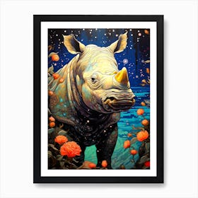 Rhino In The Night Poster