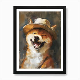 Oil Painting Smiling Shiba Inu 7 Art Print