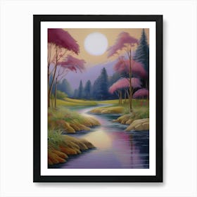 Sunset By The River Art Print