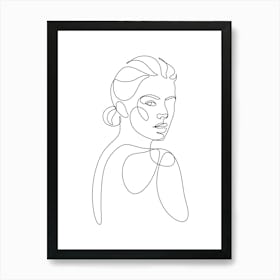 Continuous Line Portrait Of A Woman 1 Art Print