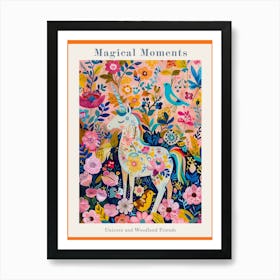 Unicorn With Woodland Friends Fauvism Inspired 3 Poster Art Print