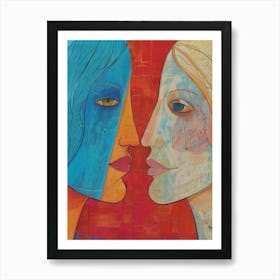 Two Women Facing Each Other Art Print