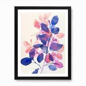 Blue And Pink Leaves 2 Art Print