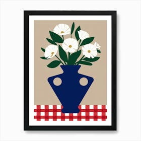 White Vase With Flowers Art Print