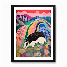 Maximalist Animal Painting Badger 1 Art Print