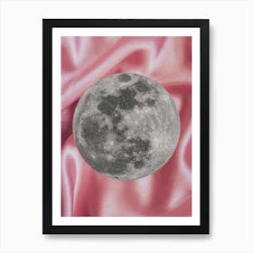 Pink Satin Moon Collage Art Print